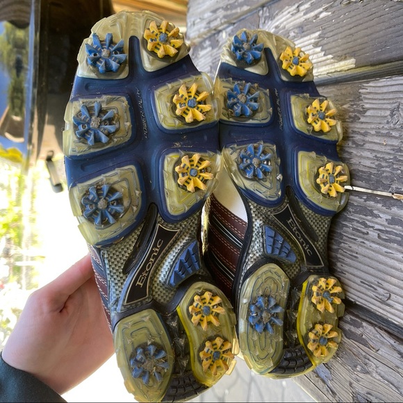 Etonic White & Brown Golf Lace Up Shoe Cleats | 8 - Picture 9 of 10